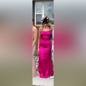 Hot pink long prom dress size 3 worn once!